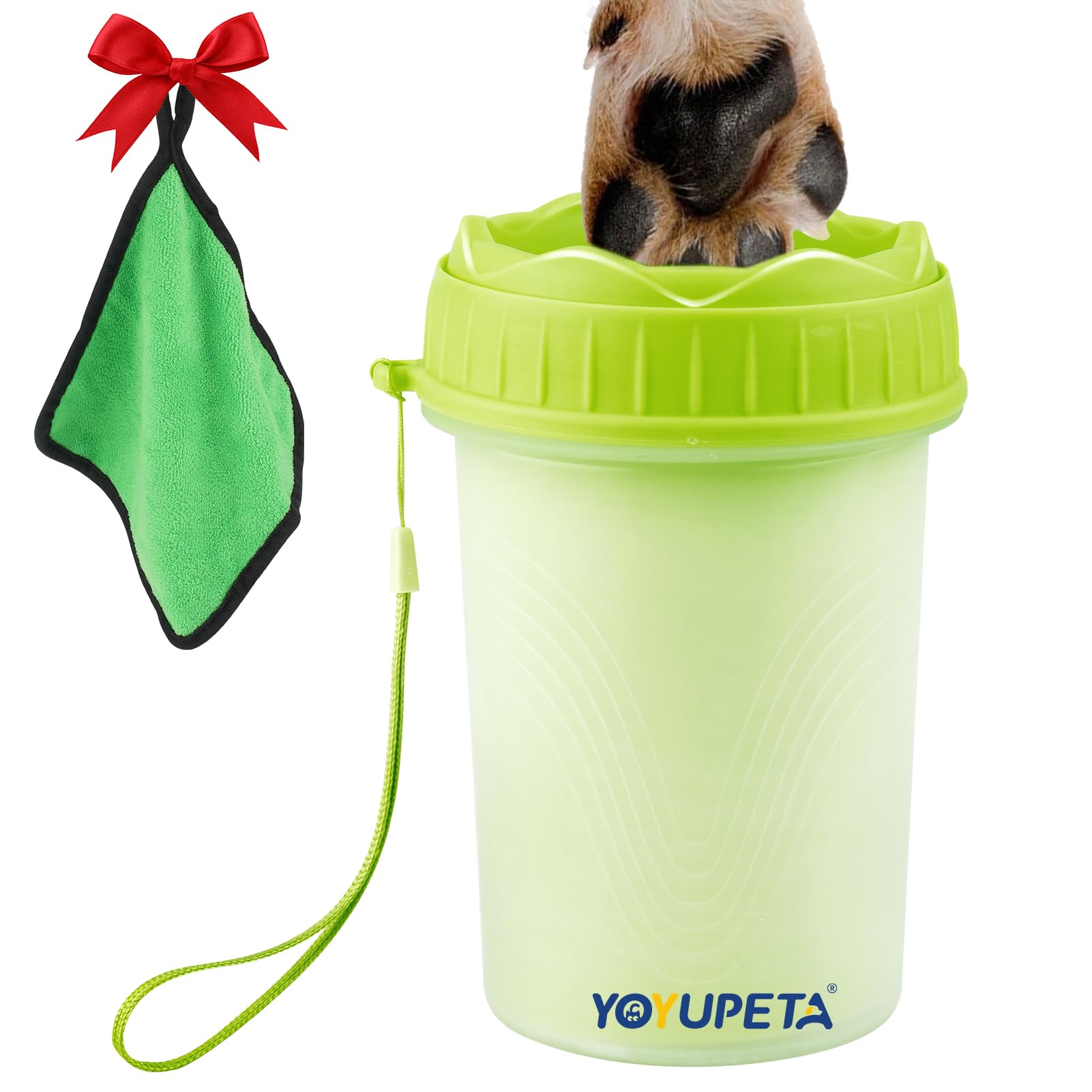 YOYUPETA Dog Paw Cleaner Dog Paw Washer Buddy Muddy Paw CleanerMedium Portable Silicone Pet Cleaning Brush Cup Pet Foot Washer for Small Medium Breed Dogs Free Towel Green
